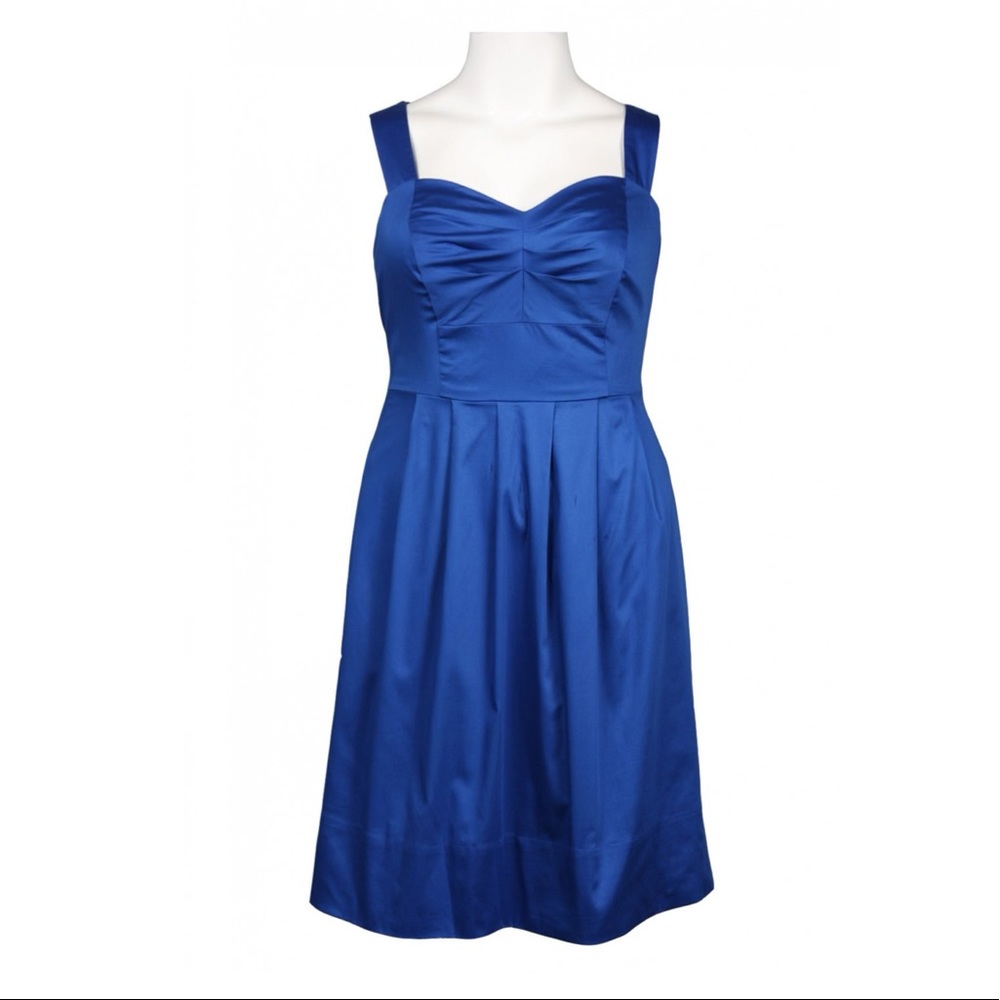 Donna Ricco Blue Sweetheart Neck Pleat Waist 14